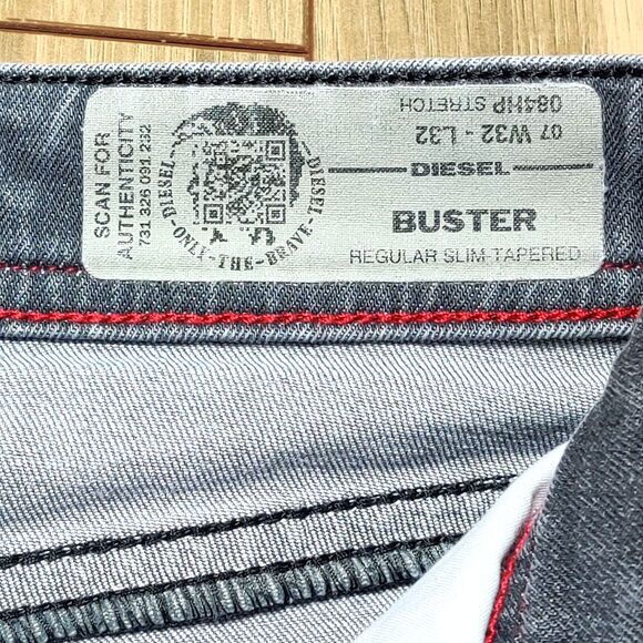 Diesel Jeans Gray Mens TAG 32 x 32 (34X30) Buster Grey Stretch Reg Slim Tapered - Picture 5 of 16